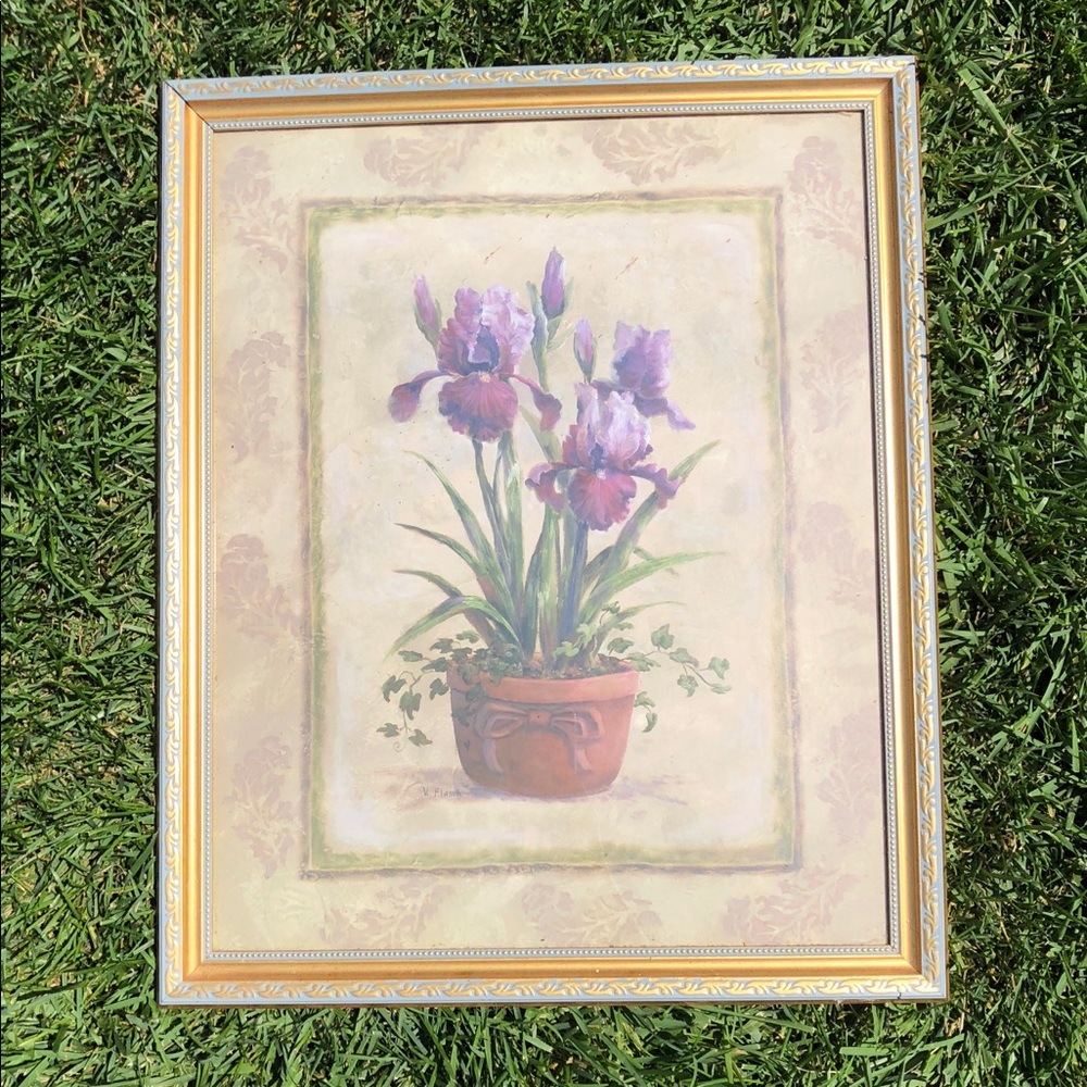 Shabby chic flower pot wall art